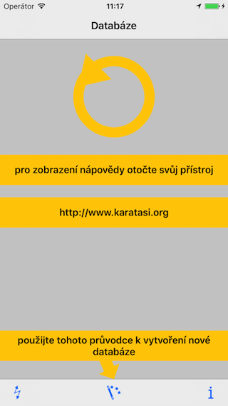 first start screen with yellow arrows